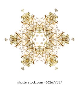 Vector design. Christmas Stylized Golden snowflakes on a white Background. Repeating Pattern.