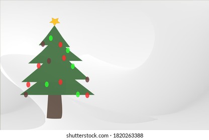 Vector design of Christmas tree on a white tone snow background