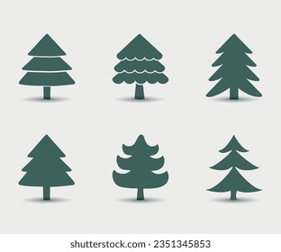 Vektordesign der Weihnachtsbaumsilhouette. Sammlung von Symbolen