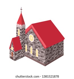 Vector design of church and catholic logo. Set of church and medieval stock vector illustration.