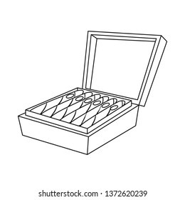 Vector design of cigar and box logo. Set of cigar and pack  stock symbol for web.