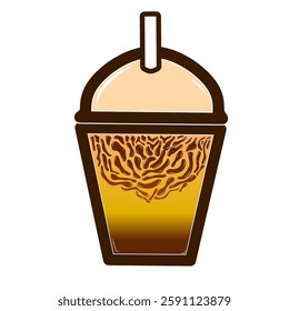 vector design of cincau ice, a typical Indonesian drink. grass jelly ice vector design with isolated background