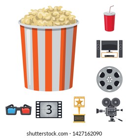 Vector design of cinema and theater icon. Set of cinema and entertainment stock symbol for web.