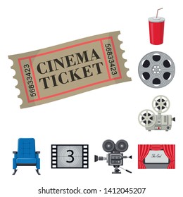 Vector design of cinema  and theater logo. Collection of cinema  and entertainment stock vector illustration.