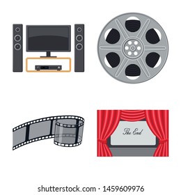 Vector design of cinema and theater sign. Collection of cinema and entertainment vector icon for stock.