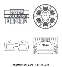 Vector design of cinematography and studio logo. Collection of cinematography and entertainment stock symbol for web.
