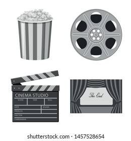 Vector design of cinematography and studio sign. Set of cinematography and filming vector icon for stock.