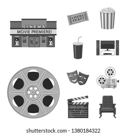 Vector design of cinematography and studio symbol. Collection of cinematography and filming stock vector illustration.