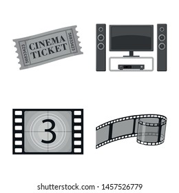 Vector design of cinematography and studio symbol. Collection of cinematography and filming vector icon for stock.