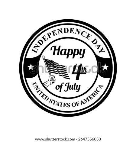 vector design circle pin sign happy independence day united states. black and white color	