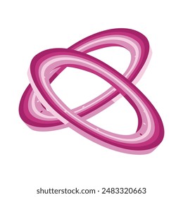 Vector Design of Circle Sliced of Fresh Raw Red Onion Ring Food Vegetable