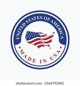 vector design circle stamp made in usa sign with united states flag element shaped map