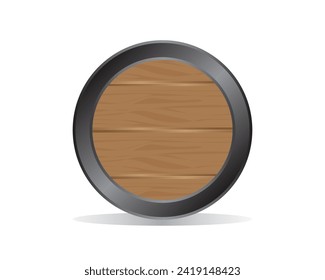 vector design of a circular object with black circular lines on the sides and also visible in the middle is an arrangement of brown wood with grain