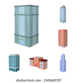 Vector design of city and build icon. Collection of city and apartment stock symbol for web.