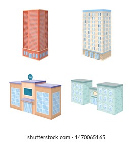 Vector design of city and build icon. Collection of city and apartment stock symbol for web.