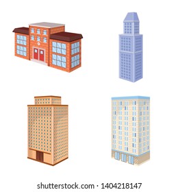 Vector design of city and build sign. Collection of city and apartment vector icon for stock.