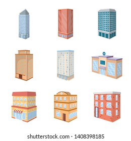 Vector design of city and build symbol. Set of city and apartment stock symbol for web.