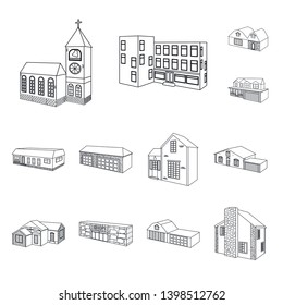 Vector design of city and construction icon. Collection of city and estate stock vector illustration.