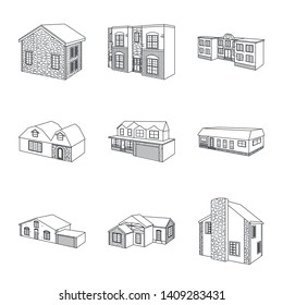 Vector design of city and construction sign. Set of city and estate vector icon for stock.