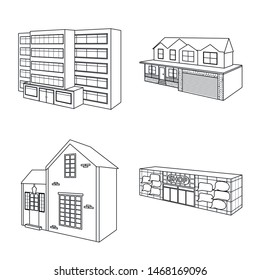Vector design of city and construction symbol. Collection of city and estate stock symbol for web.