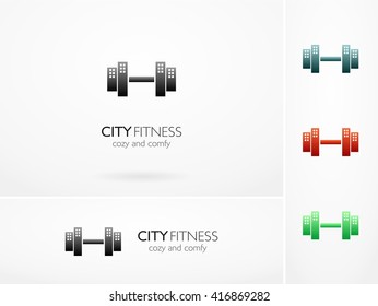 Vector Design city gym icon logo template. Company logo design. flat style