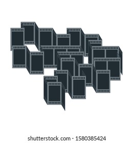 Vector design of city or maze, composed of film strips