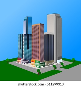 Vector Design - City and tree. Good health on green city. Design of lifestyle in metropolis concept, New town.