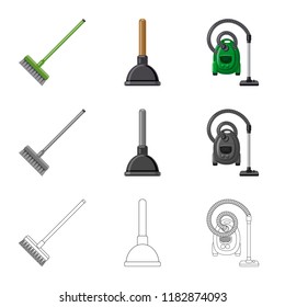 Vector design of cleaning and service icon. Collection of cleaning and household vector icon for stock.