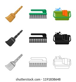 Vector design of cleaning and service icon. Collection of cleaning and household stock symbol for web.
