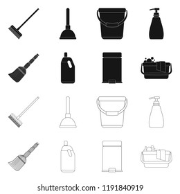 Vector design of cleaning and service icon. Collection of cleaning and household stock symbol for web.