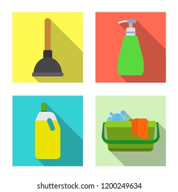 Vector design of cleaning and service icon. Set of cleaning and household stock vector illustration.