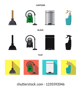 Vector design of cleaning and service icon. Collection of cleaning and household vector icon for stock.