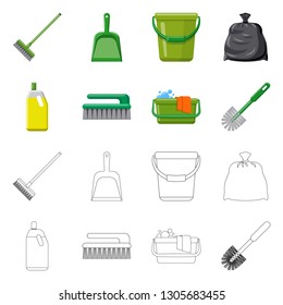 Vector design of cleaning and service icon. Collection of cleaning and household vector icon for stock.