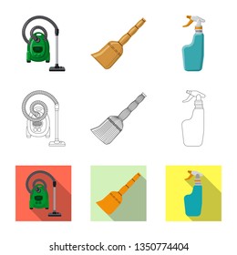 Vector design of cleaning and service icon. Set of cleaning and household stock vector illustration.