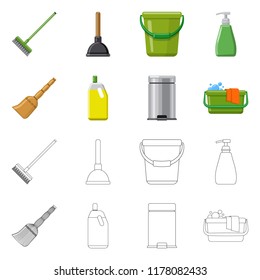 Vector design of cleaning and service logo. Collection of cleaning and household vector icon for stock.