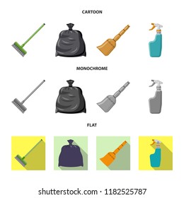 Vector design of cleaning and service sign. Collection of cleaning and household stock symbol for web.