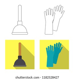 Vector design of cleaning and service sign. Collection of cleaning and household stock symbol for web.
