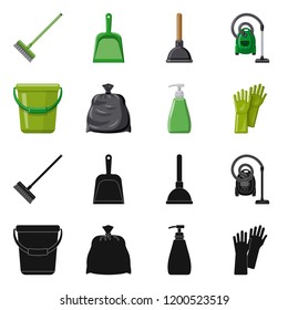Vector design of cleaning and service sign. Set of cleaning and household stock symbol for web.