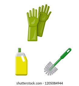 Vector design of cleaning and service sign. Collection of cleaning and household stock symbol for web.