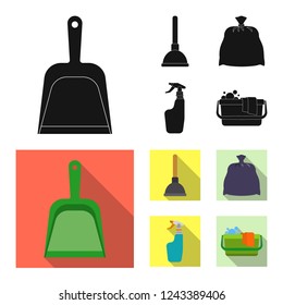 Vector design of cleaning and service sign. Set of cleaning and household stock symbol for web.