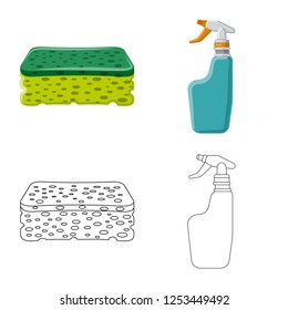 Vector design of cleaning and service sign. Set of cleaning and household stock symbol for web.