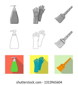 Vector design of cleaning and service sign. Collection of cleaning and household stock vector illustration.