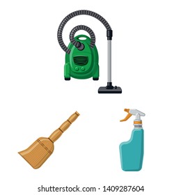 Vector design of cleaning and service sign. Set of cleaning and household stock vector illustration.
