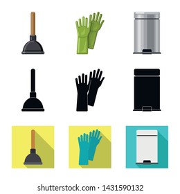 Vector design of cleaning and service sign. Set of cleaning and household vector icon for stock.