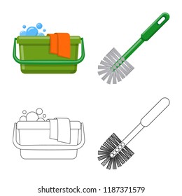 Vector design of cleaning and service symbol. Set of cleaning and household stock symbol for web.