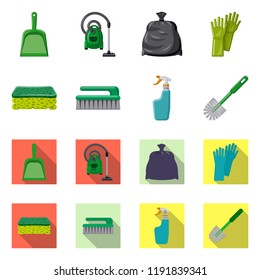 Vector design of cleaning and service symbol. Set of cleaning and household stock vector illustration.