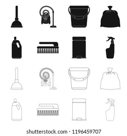 Vector design of cleaning and service symbol. Set of cleaning and household stock symbol for web.