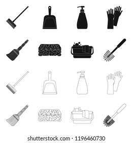 Vector design of cleaning and service symbol. Set of cleaning and household stock vector illustration.