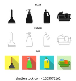 Vector design of cleaning and service symbol. Collection of cleaning and household stock symbol for web.