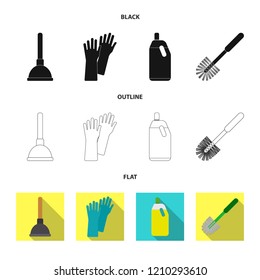 Vector design of cleaning and service symbol. Set of cleaning and household stock vector illustration.